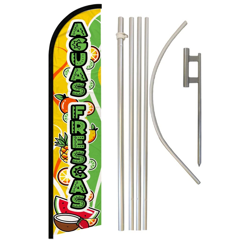 Tacos Menudo Tamales Aguas Mex Food Windless Advertising Banner Flag Pole Kits