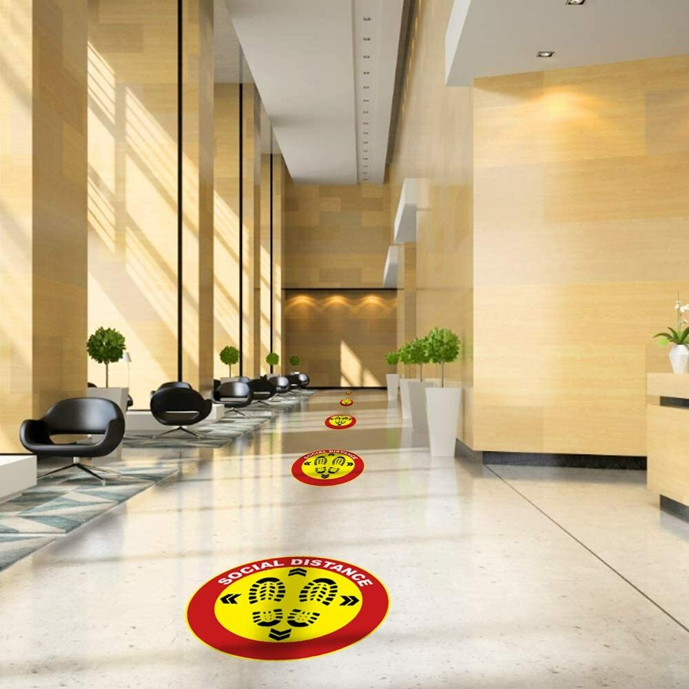15 Pack 12.5″ Social Distancing Floor Decals Stickers – 6ft Public Keep Safe