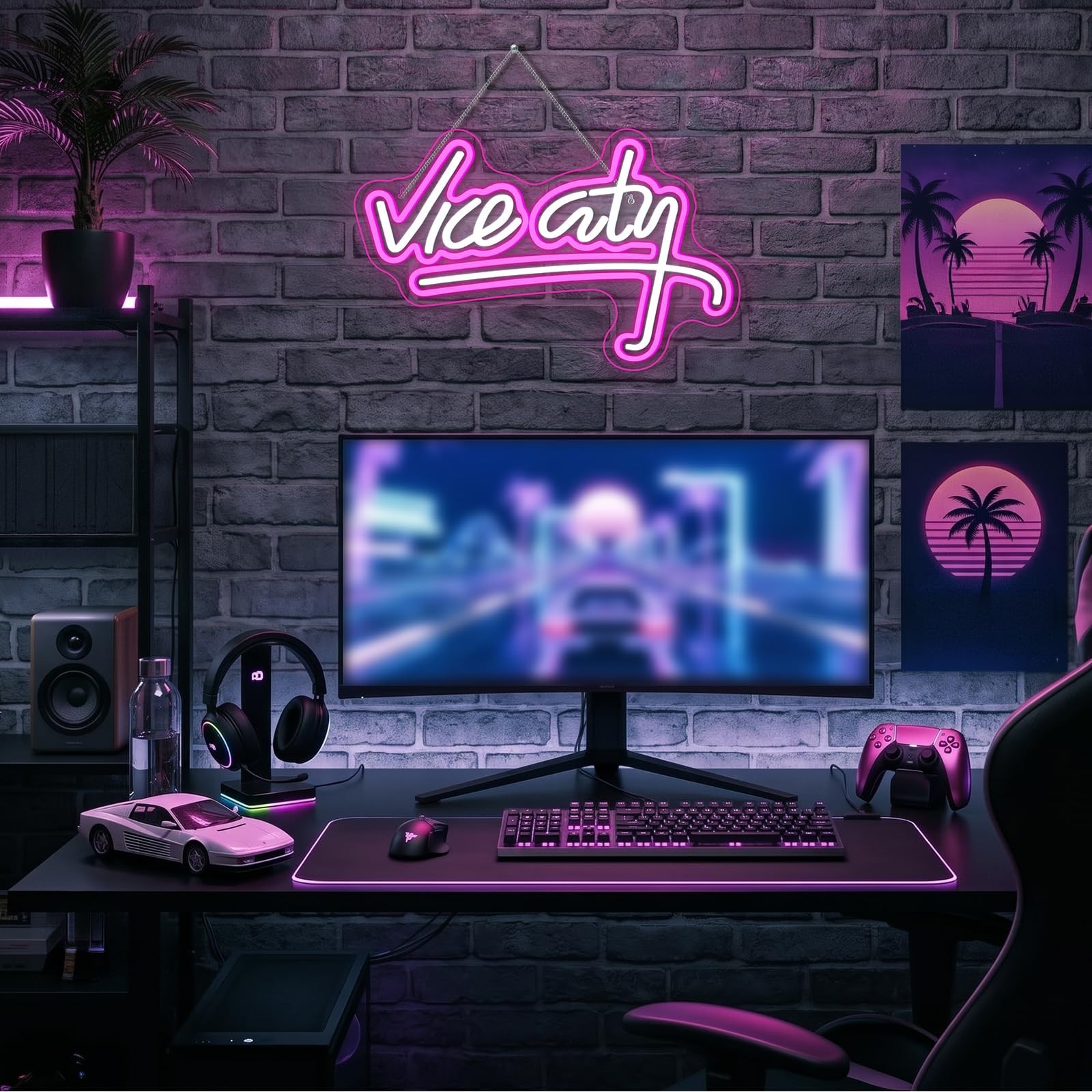 Vice City Neon Sign Pink Letter Dimmable LED Wall Light for Bar Party Decor |…