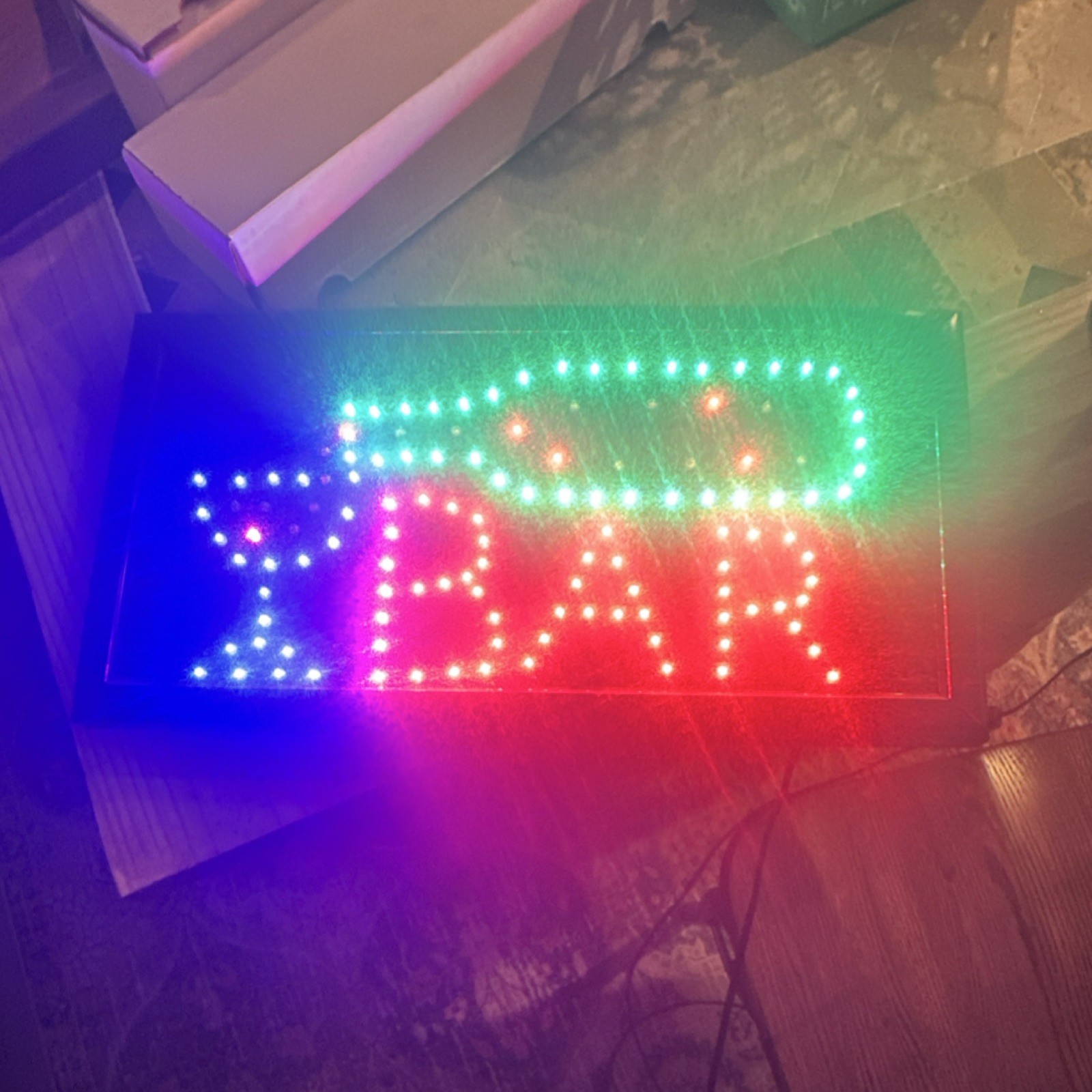Dancing LED Illuminated BAR Window Sign, Multi-Color Plastic Lighted Display
