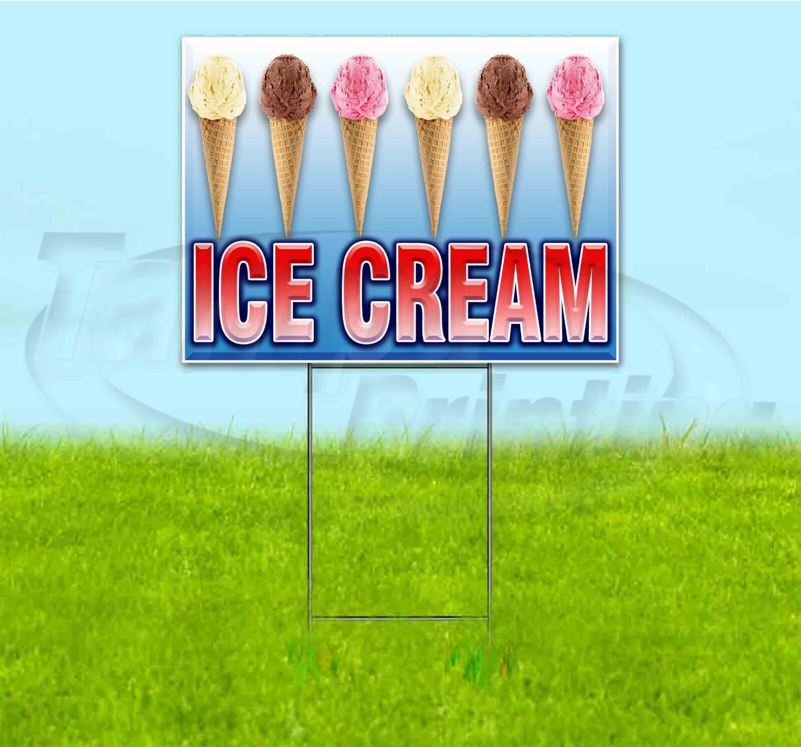 ICE CREAM 18×24 Yard Sign WITH STAKE Corrugated Bandit USA BUSINESS DESSERTS