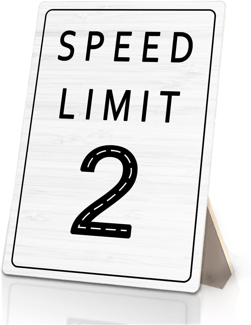 Speed Limit Sign, Racing Speed Limit 2 Mph Wooden Stand Sign 5X7 Inch, Race Car