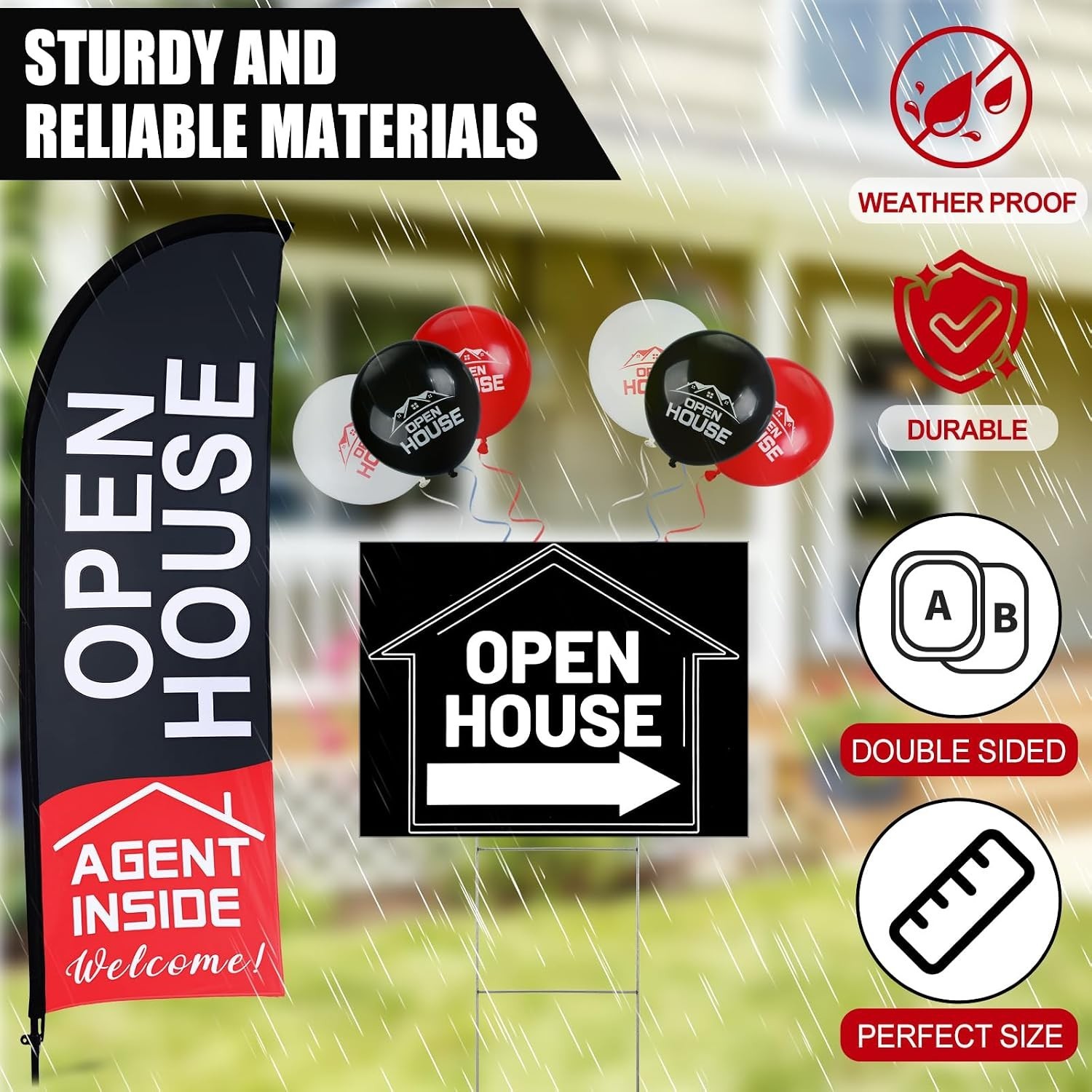Real Estate Open House Package – 30 Balloons, 5 Signs