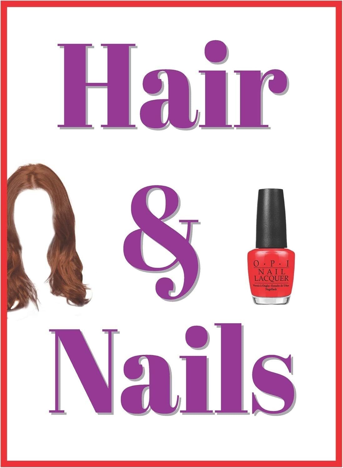 Hair & Nails Retail Window Display Paper Signs | Pack of 6 | 18″w x 24″h