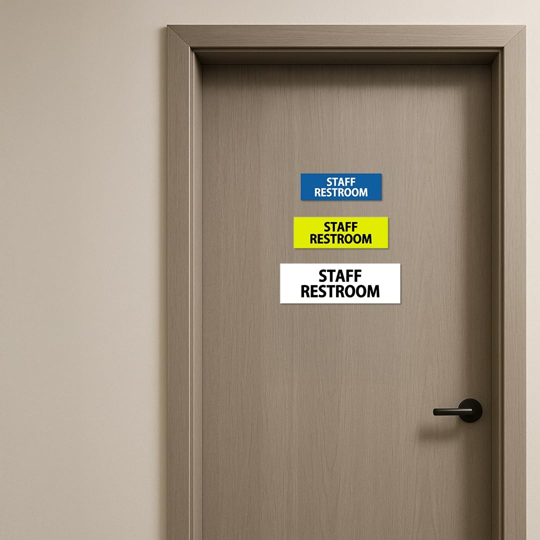 Signs ByLITA Basic Staff Restroom 2.5 x 6″ – Small (1 Pack), Brushed Silver