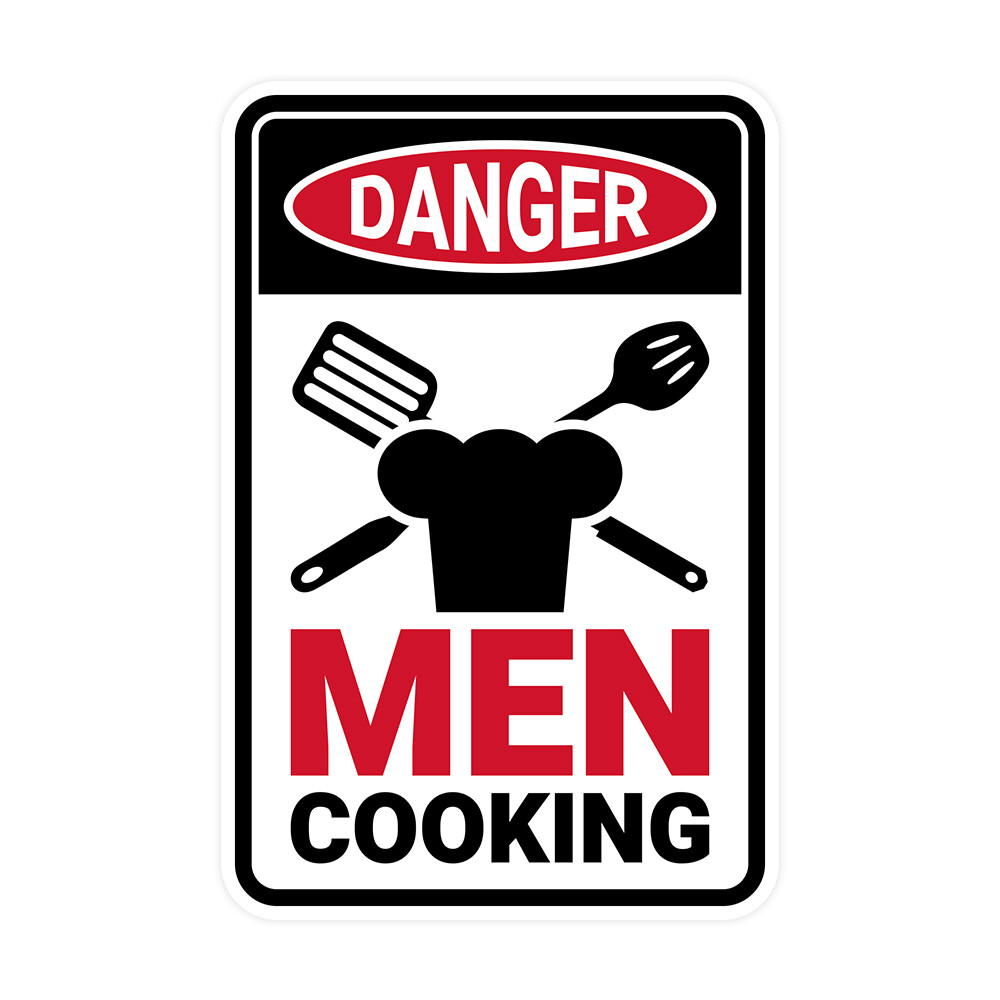 Portrait Round Plus Danger Men Cooking (Kitchen) Wall or Door Sign