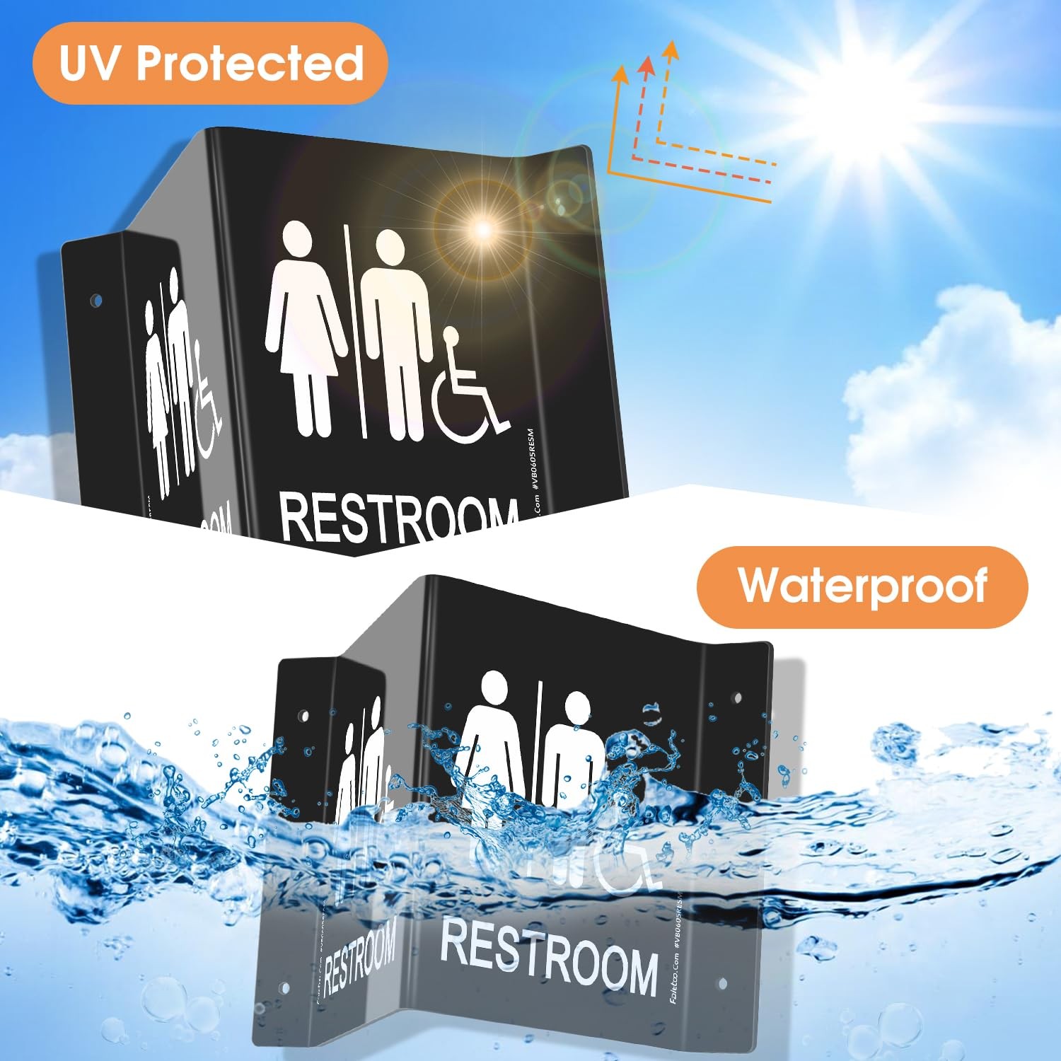 Restroom Sign, Bathroom Signs, (4 Pack) 6 x 8 Inches Acrylic Sign, for Office…