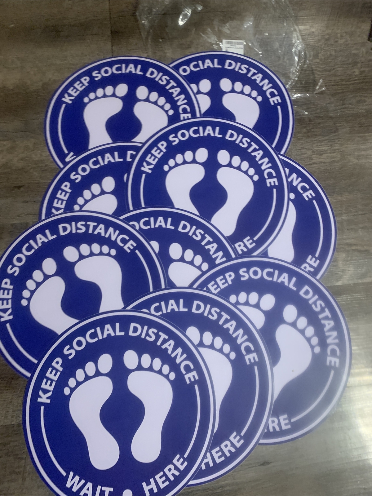 10 CT. Keep Social Distance Signs: 10.75” Diameter-Heavy Duty Peel & Stick (NEW)