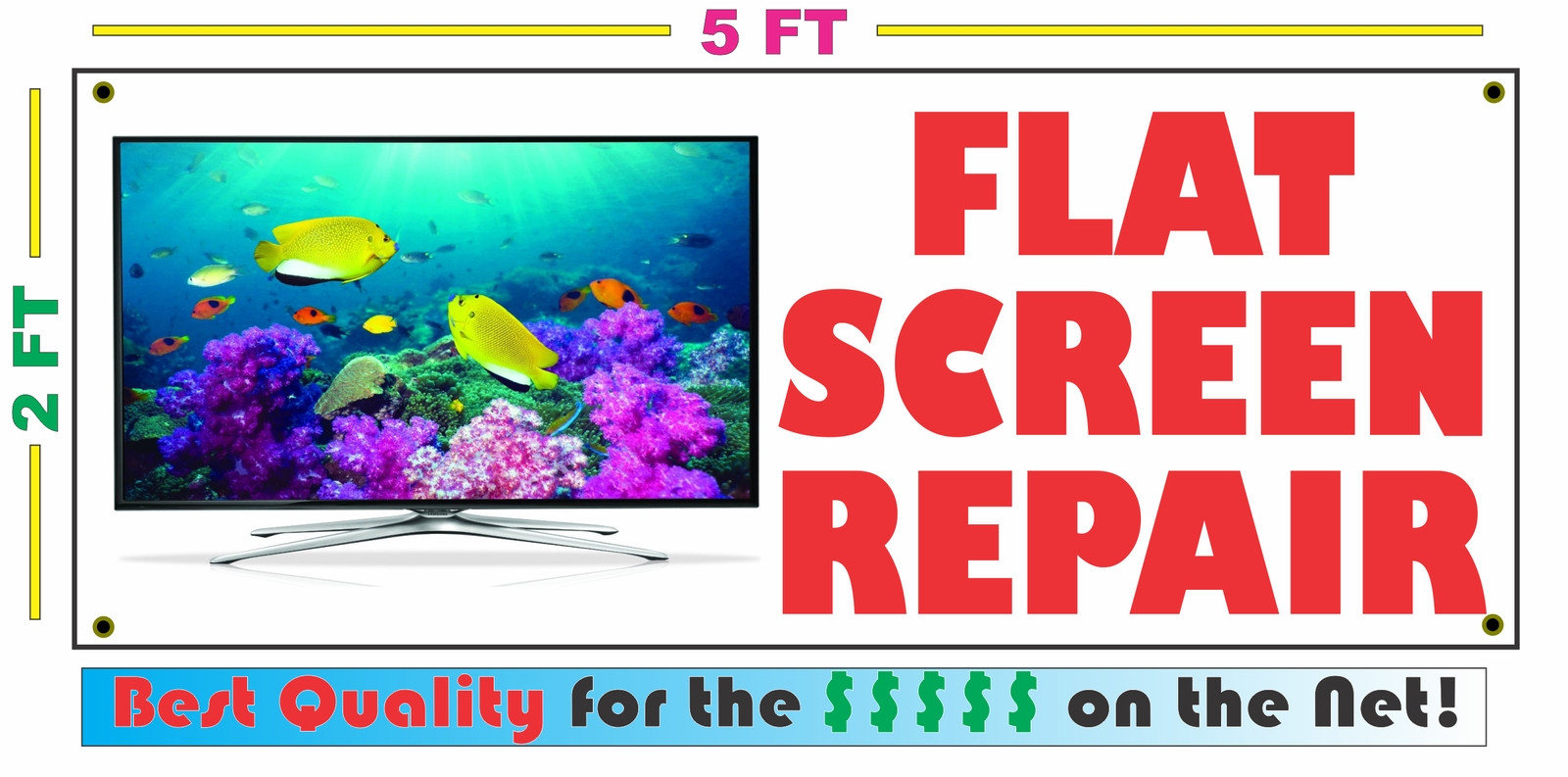 FLAT SCREEN REPAIR Full Color Banner Sign NEW XXL Size Best Quality for the $ TV
