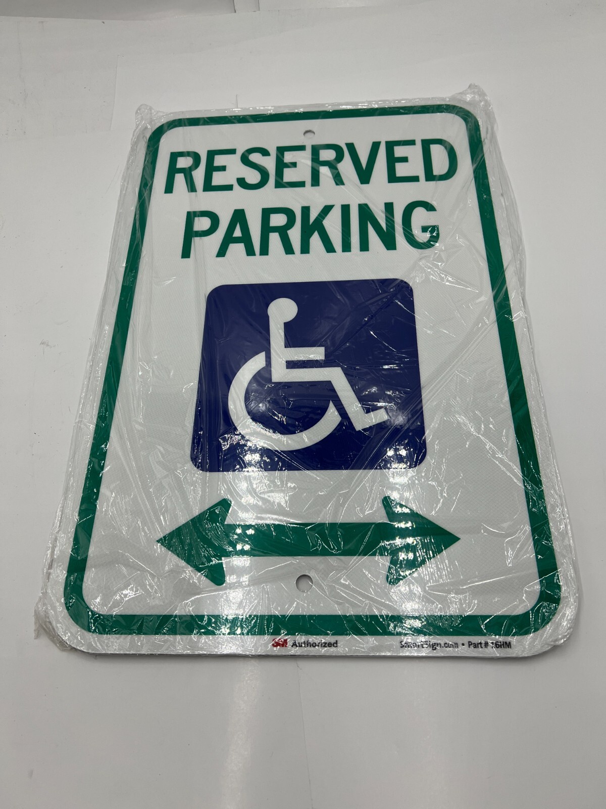 SmartSign “Reserved Parking” Handicap Parking Sign Bi-Directional Arrow 12 x 18