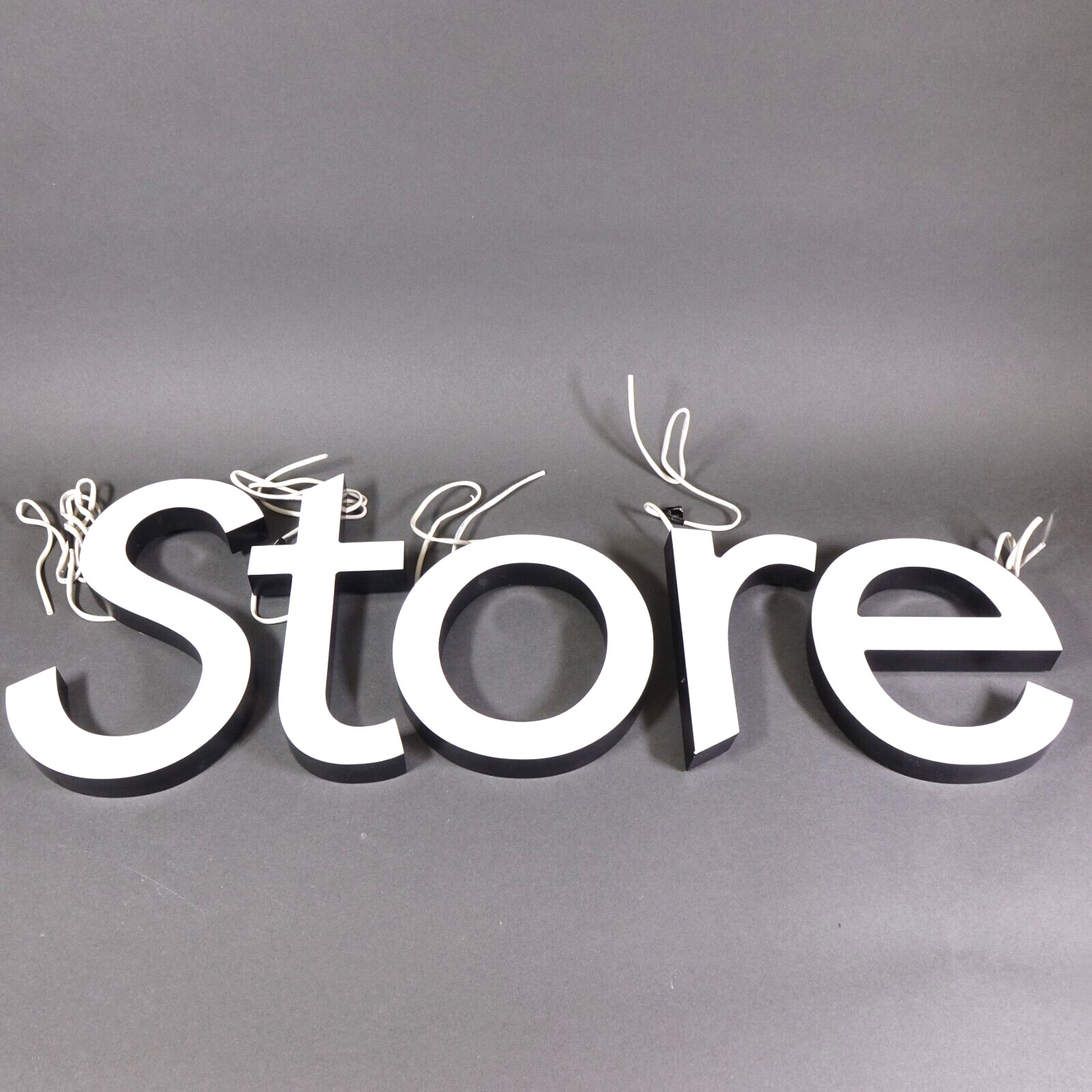 10″ Letters Store Sign Can Be Illuminated White Black 1″ Thick Plastic