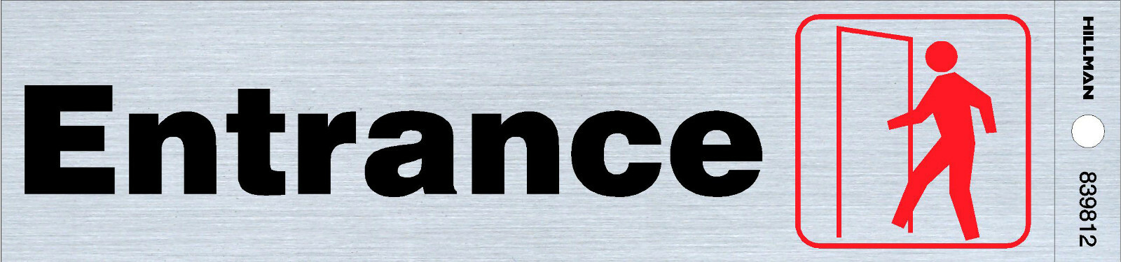 Entrance Door Symbol Sign Adhesive Sticker Brushed Aluminum 2″x8″ HILLMAN 839812