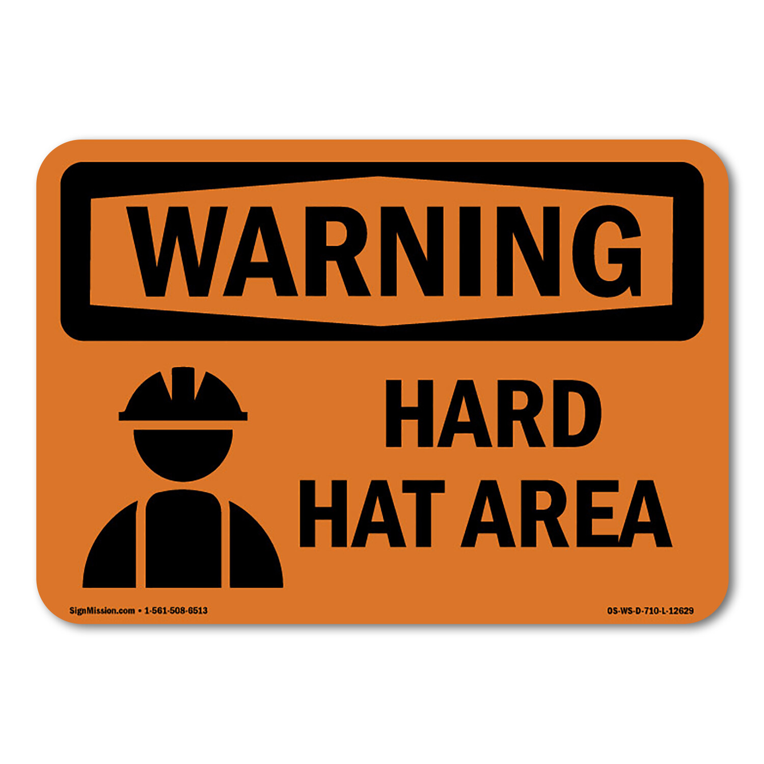Hard Hat Area ANSI Warning Sign Metal Plastic Decal