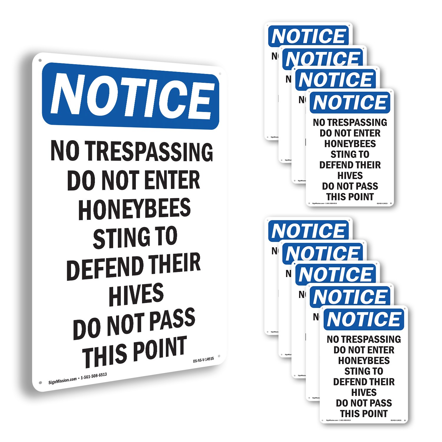 No Trespassing Do Not Enter Honeybees OSHA Notice Sign Or Decal – 5 or 10 Pack
