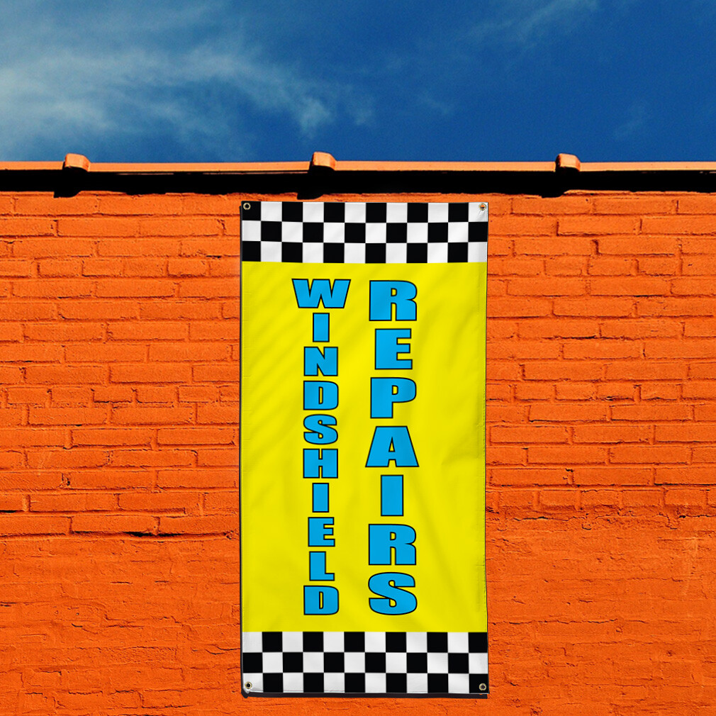 Vertical Vinyl Banner Multiple Sizes Windshield Repairs Car Body Shop Repair S