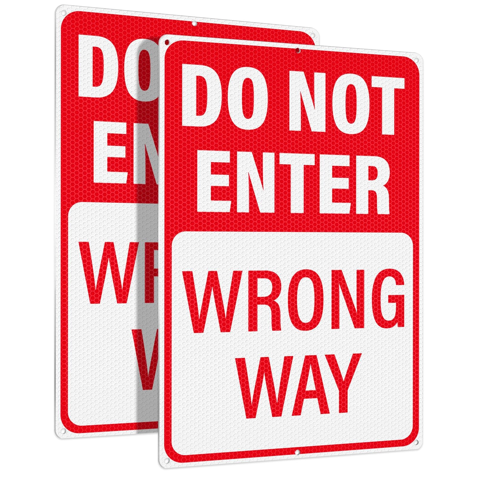 18×12 Inch Reflective Aluminum Metal Do Not Enter Wrong Way Sign 2 Pack