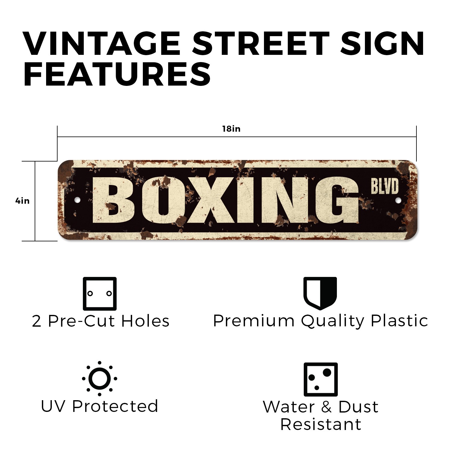 BOXING Vintage Style Rustic Street Sign Metal boxer fighter gloves heavy bag