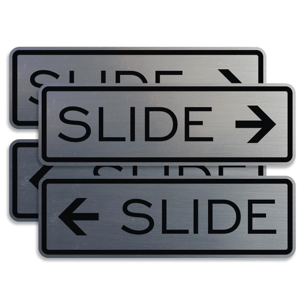 4 PCS Classic Slide Door Sign Silver Small Commercial Privacy Safety Plaque