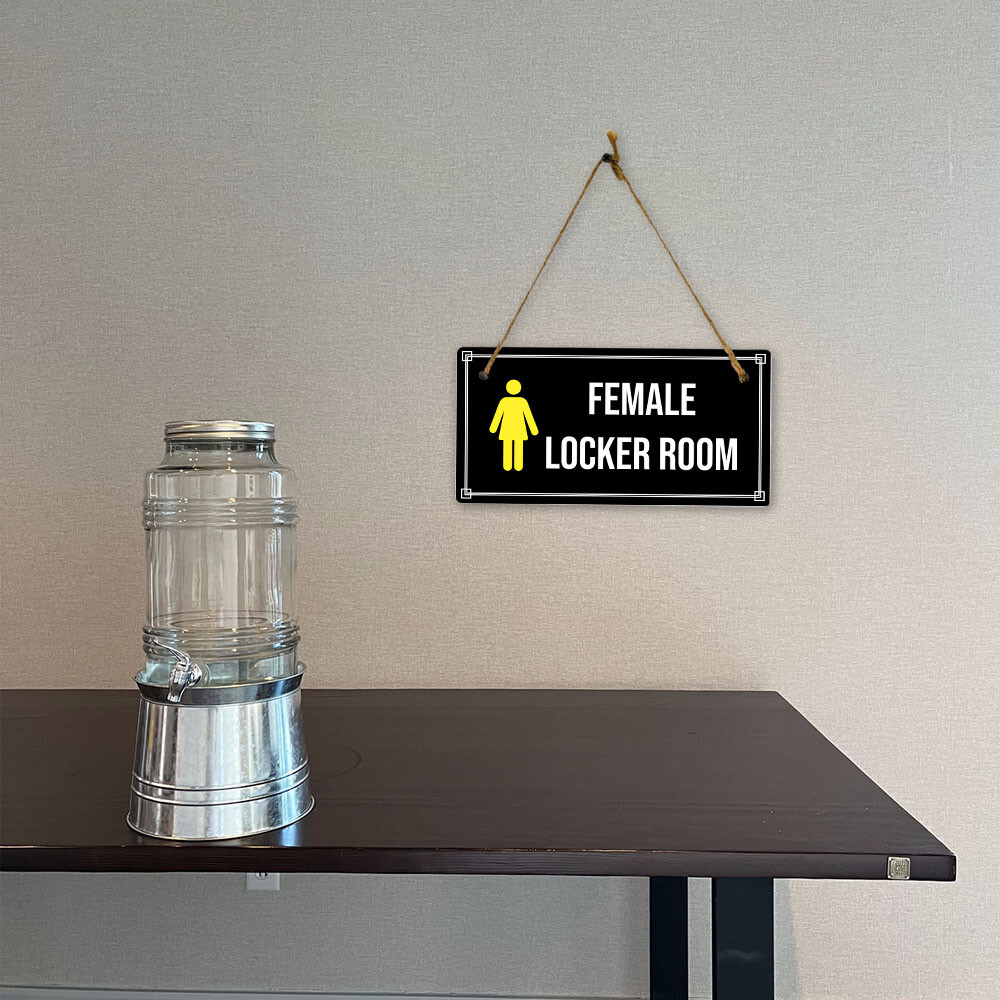 Female Locker Room 5×10 Hanging Plus Wall or Door Sign | Home & Office Decor