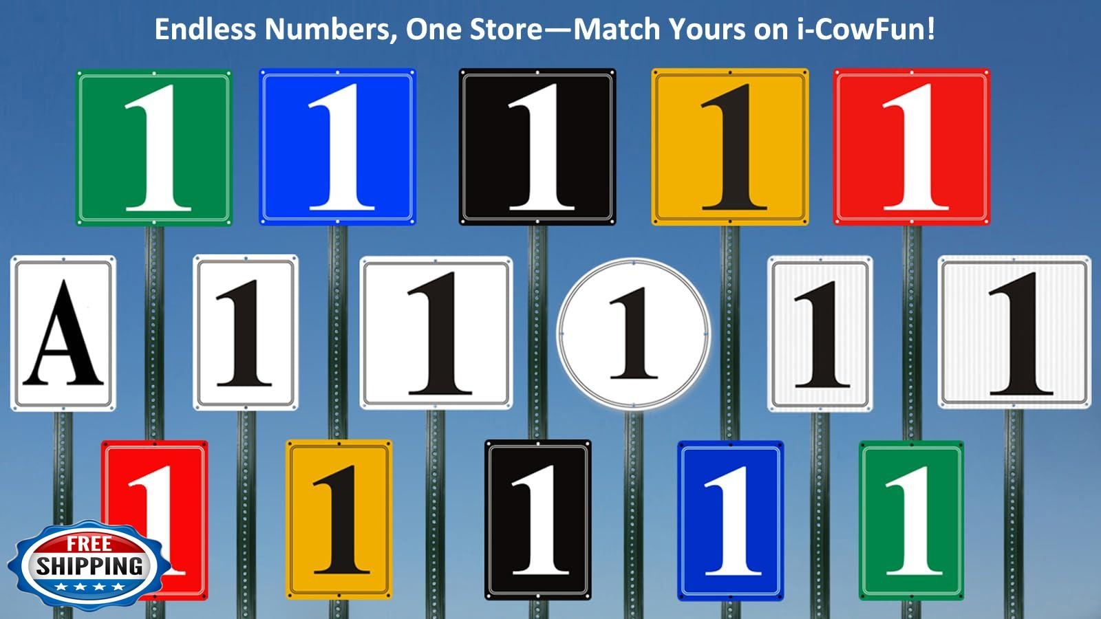 i-CowFun Premium Metal Number Signs 84 – Aluminum 12″ X 12″ Parking Spot Numb