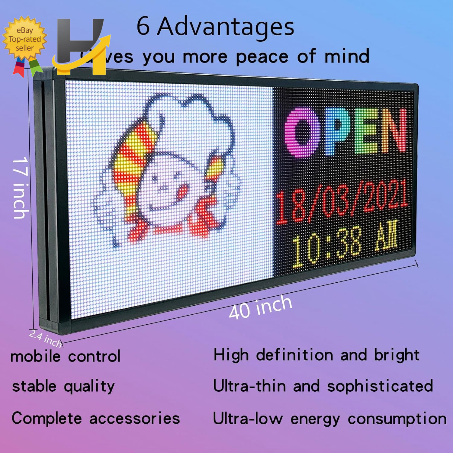 P6 Programmable LED Sign Custom Scrolling Outdoor Business Digital Display 40×17