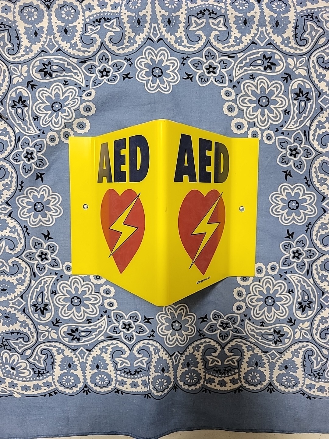 Yellow SmartSign AED Projecting Sign 5in x 6in Acrylic defibrillator wall sign
