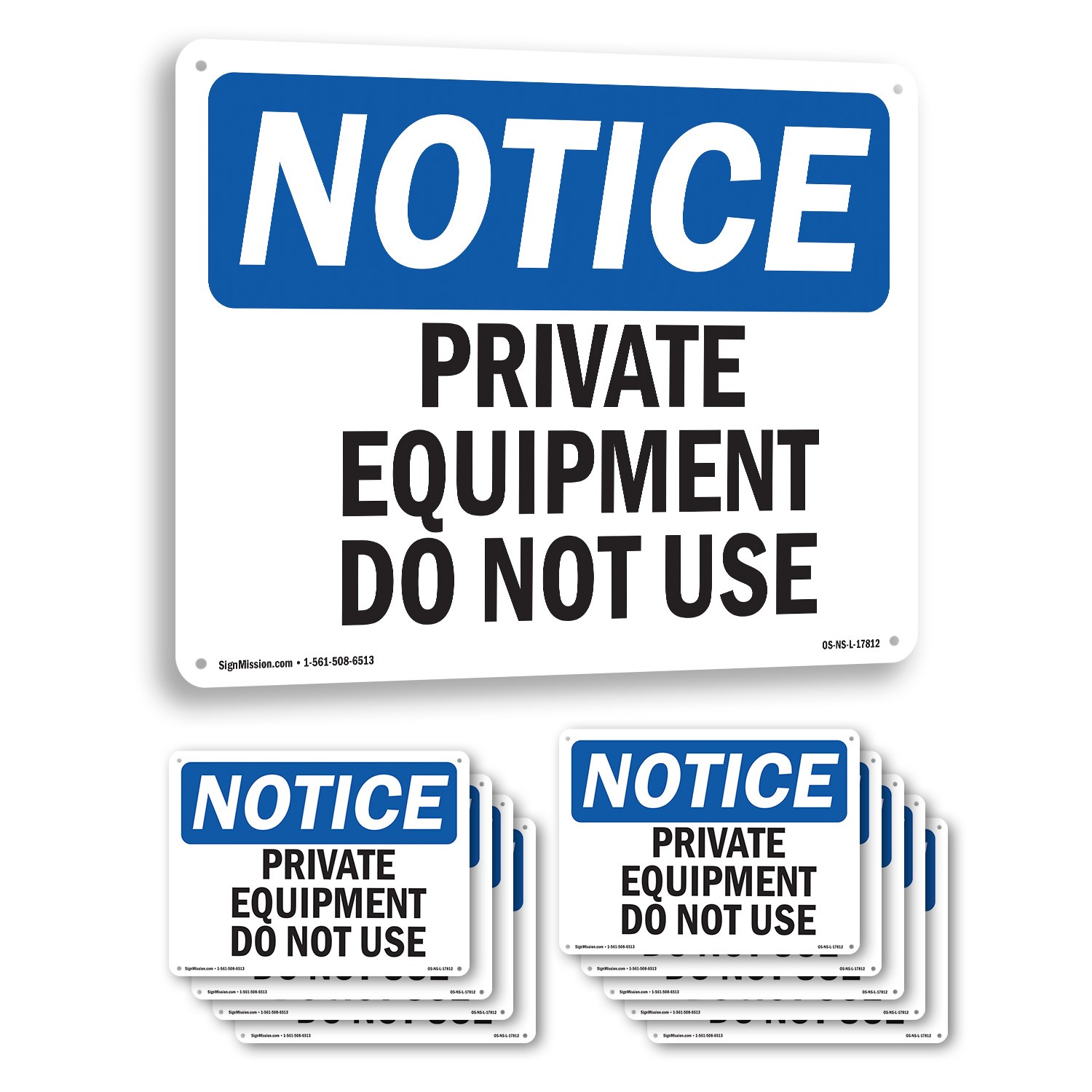 Private Equipment Do Not Use OSHA Notice Sign Metal, Plastic, Decal 5 or 10 Pack