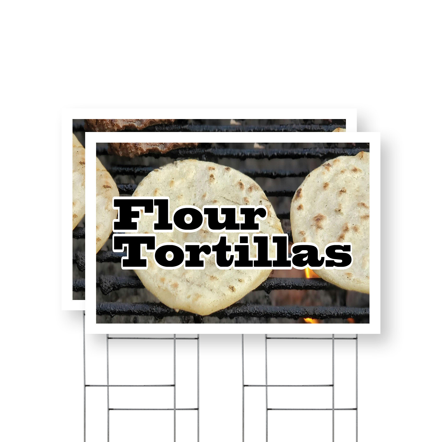 Flour Tortillas Yard Sign Freshly Made, Authentic Mexican Food, Grocery Display