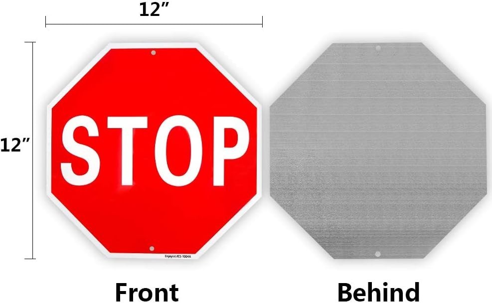 Enjoyist Stop Sign Street Slow Warning Sign 12″x 12″ 40 Mil Rust Free Aluminum
