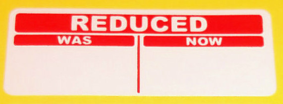 1000 Bright Red 30 x 66mm REDUCED was / now Price Point Stickers, Sticky Labels