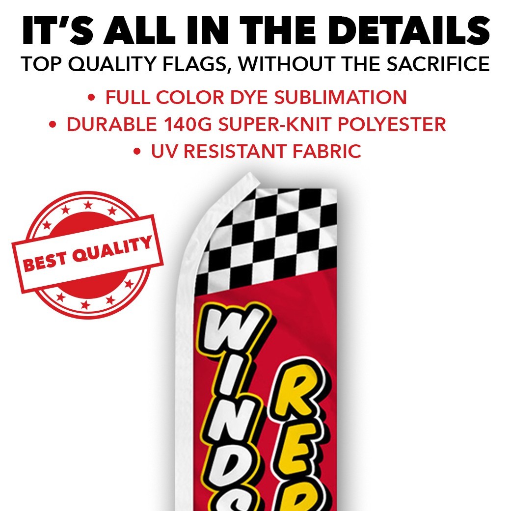 Windshield Repair Advertising Swooper Feather Flutter Flag Auto Glass RD