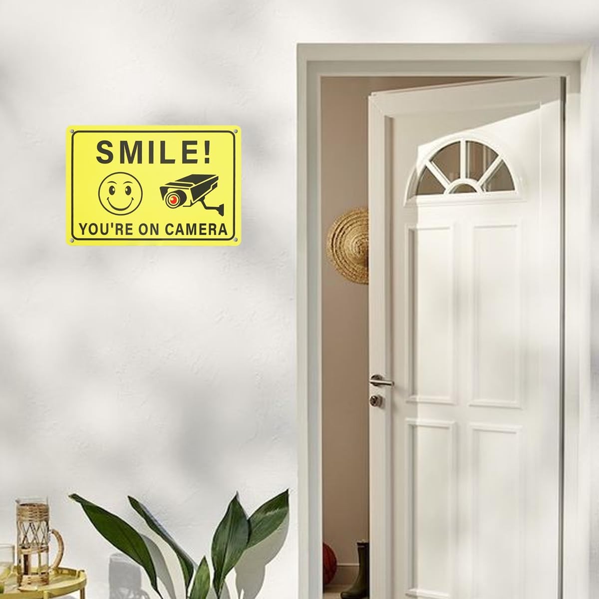 Smile You are on Camera Sign, 2-Pack 10 * 7 Inches Aluminum Video Surveillanc…