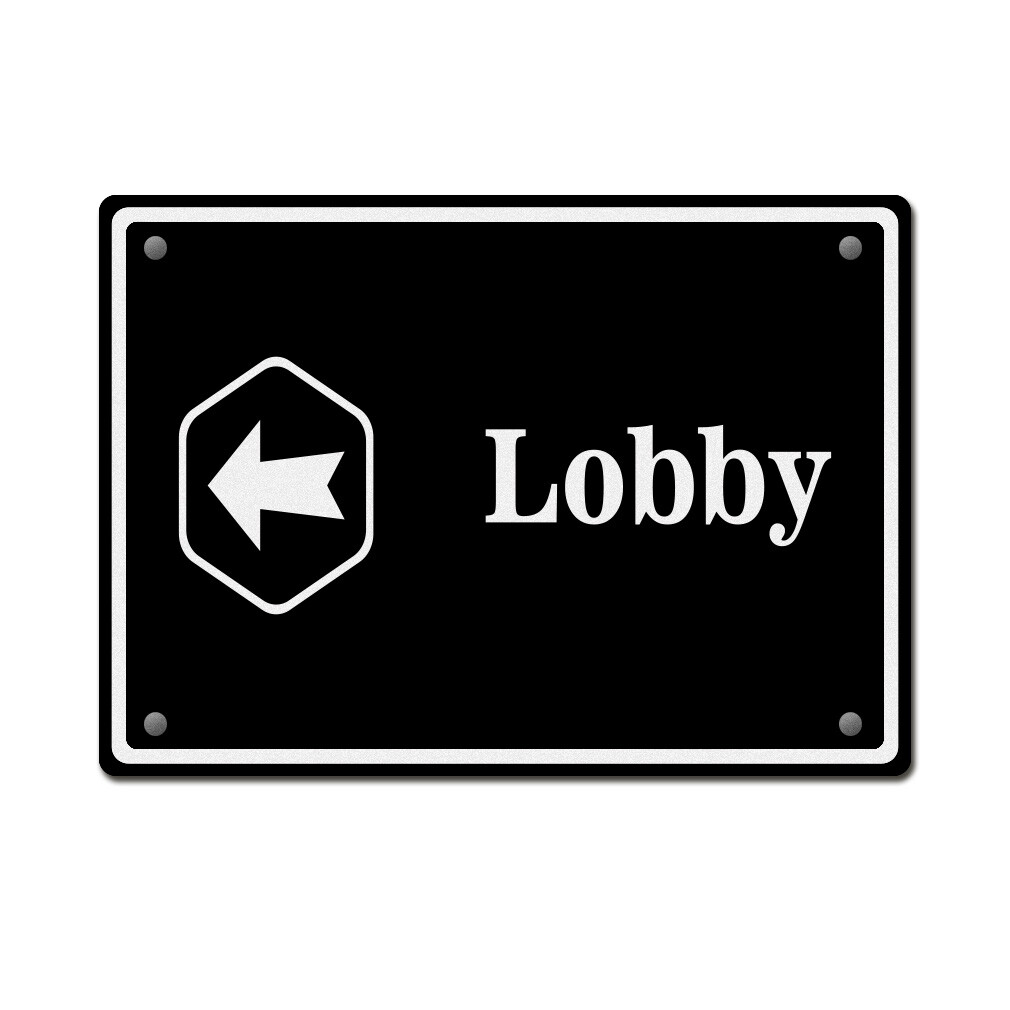 Aluminum Horizontal Metal Sign Lobby with Left Arrow Business Feature Department