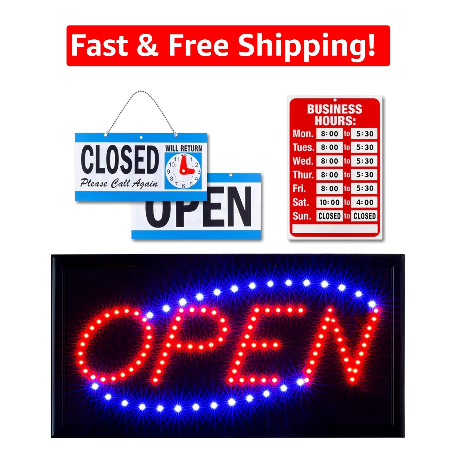 Bright 17×10 LED Neon Signs – Includes Business Hours for Attracting Customers