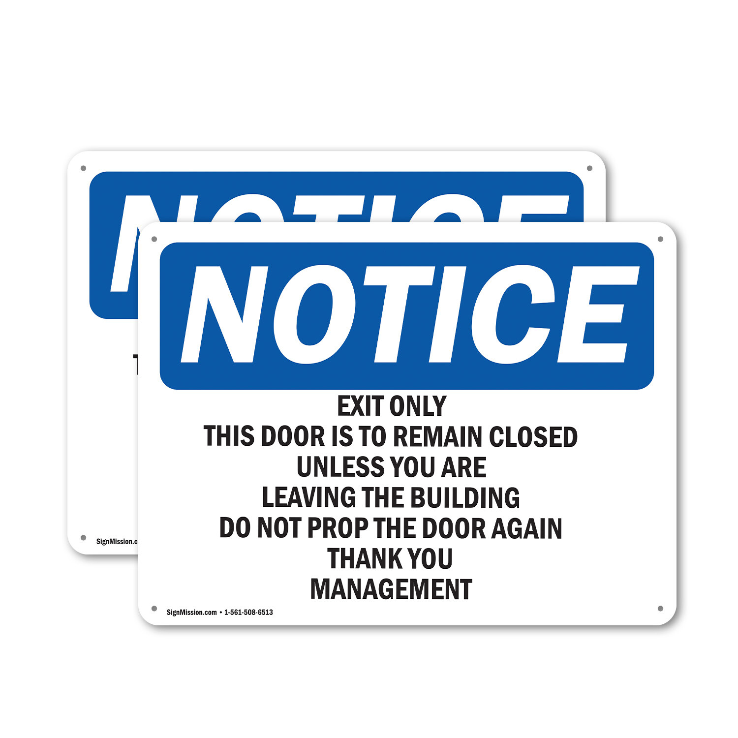(2 Pack) Exit Only This Door Is To Remain Closed OSHA Notice Sign Decal Metal
