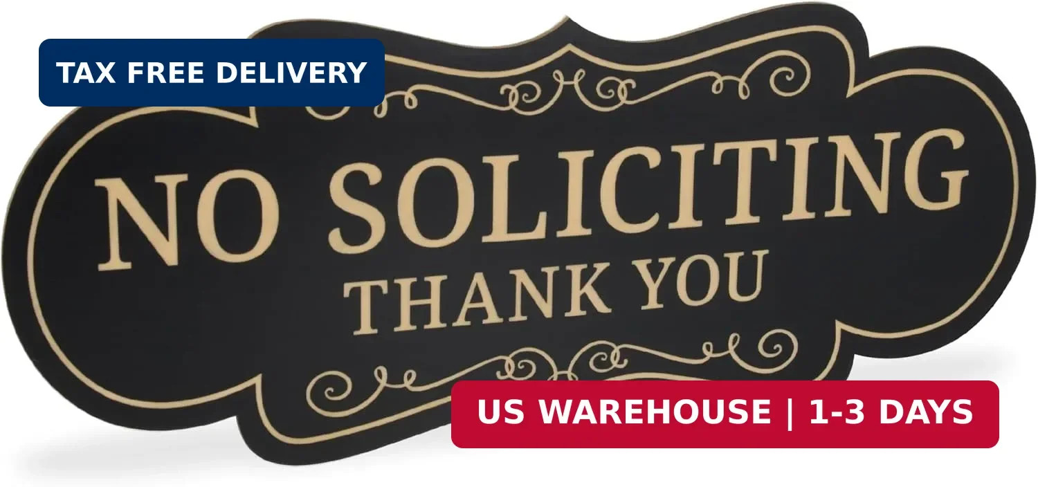 ExcelMark Premium No Soliciting Sign for House – Made in the USA (Small – 2″x 5″