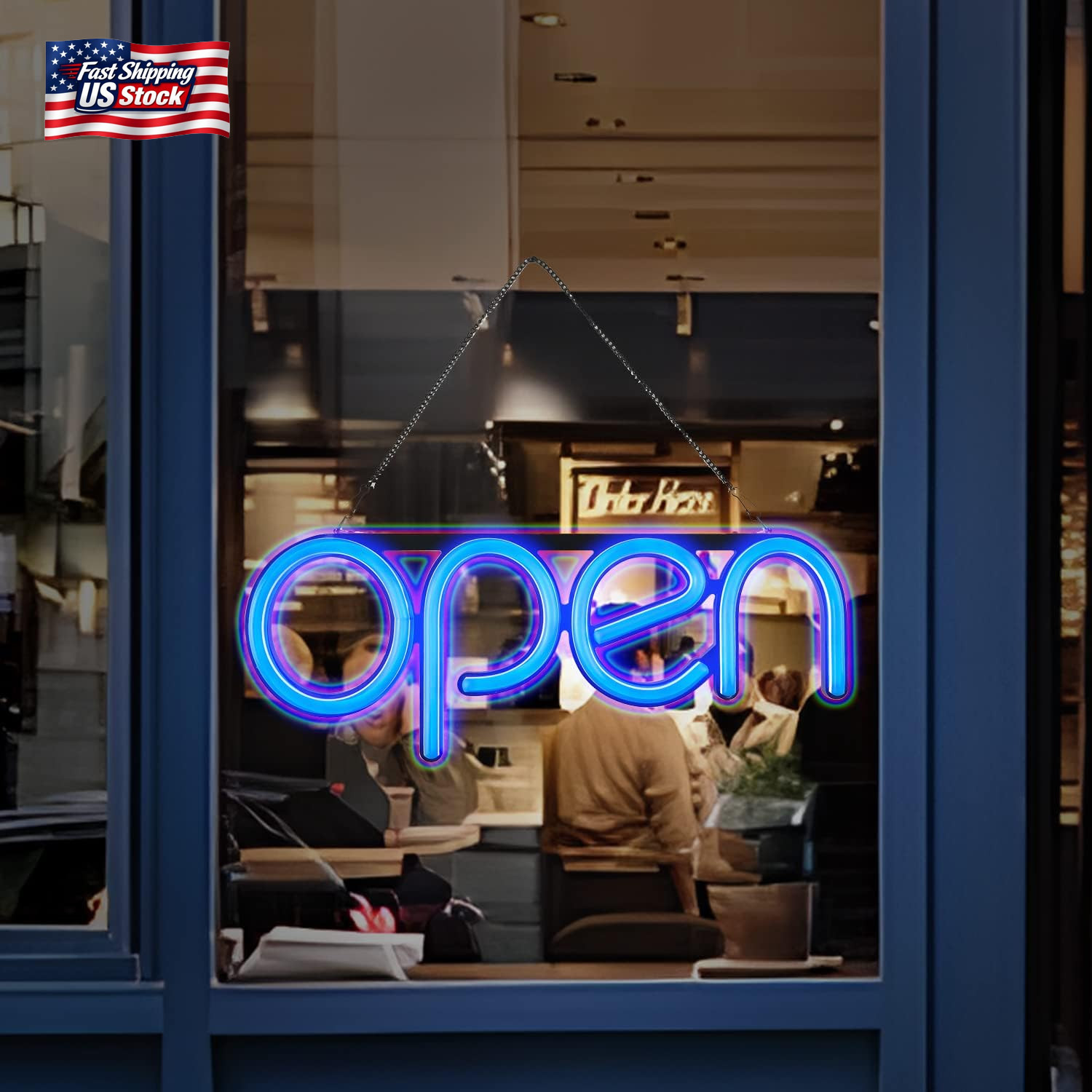 LED Open Sign,16X6 Inch Open Sign for Business,With Multiple Flashing Modes, Ide