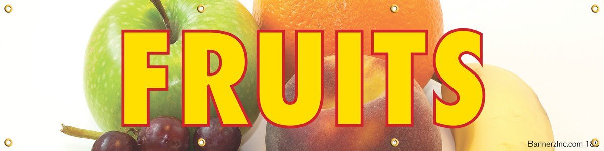Fruits | Vinyl Banner w/ Grommets | Ready to Hang | 1.5’H x 6’W