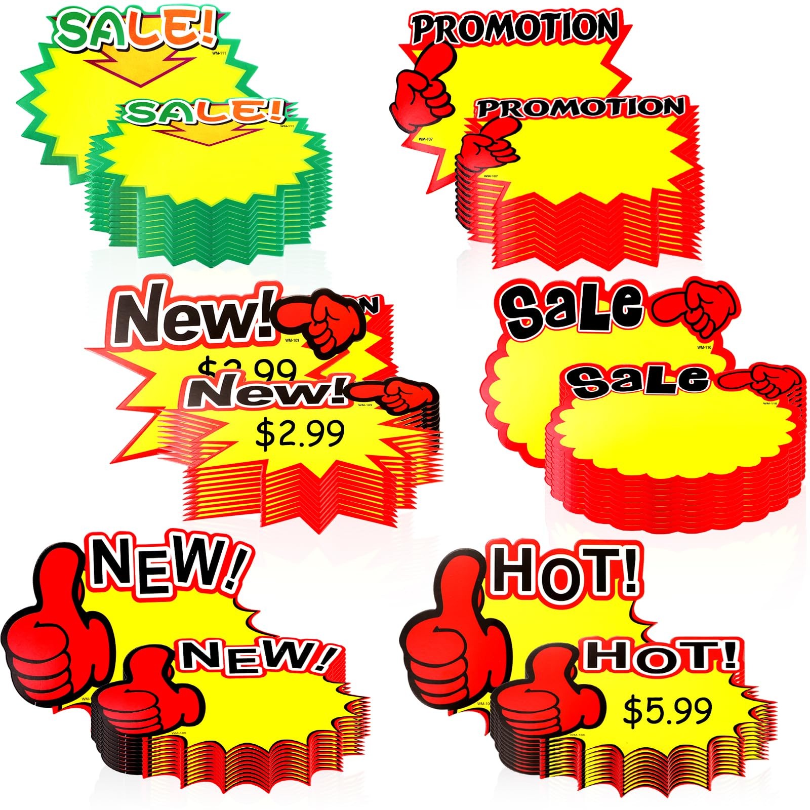 240 Pieces Burst Sign Cards, 7 x 5.5 Inch Large Star Shaped Blank Sale Sign T…