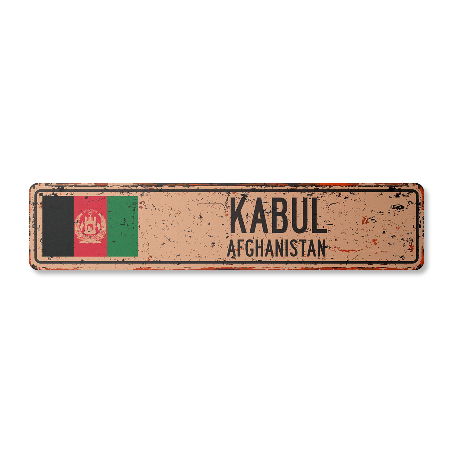 KABUL AFGHANISTAN Vintage Street Sign Afghani flag city country road wall rustic