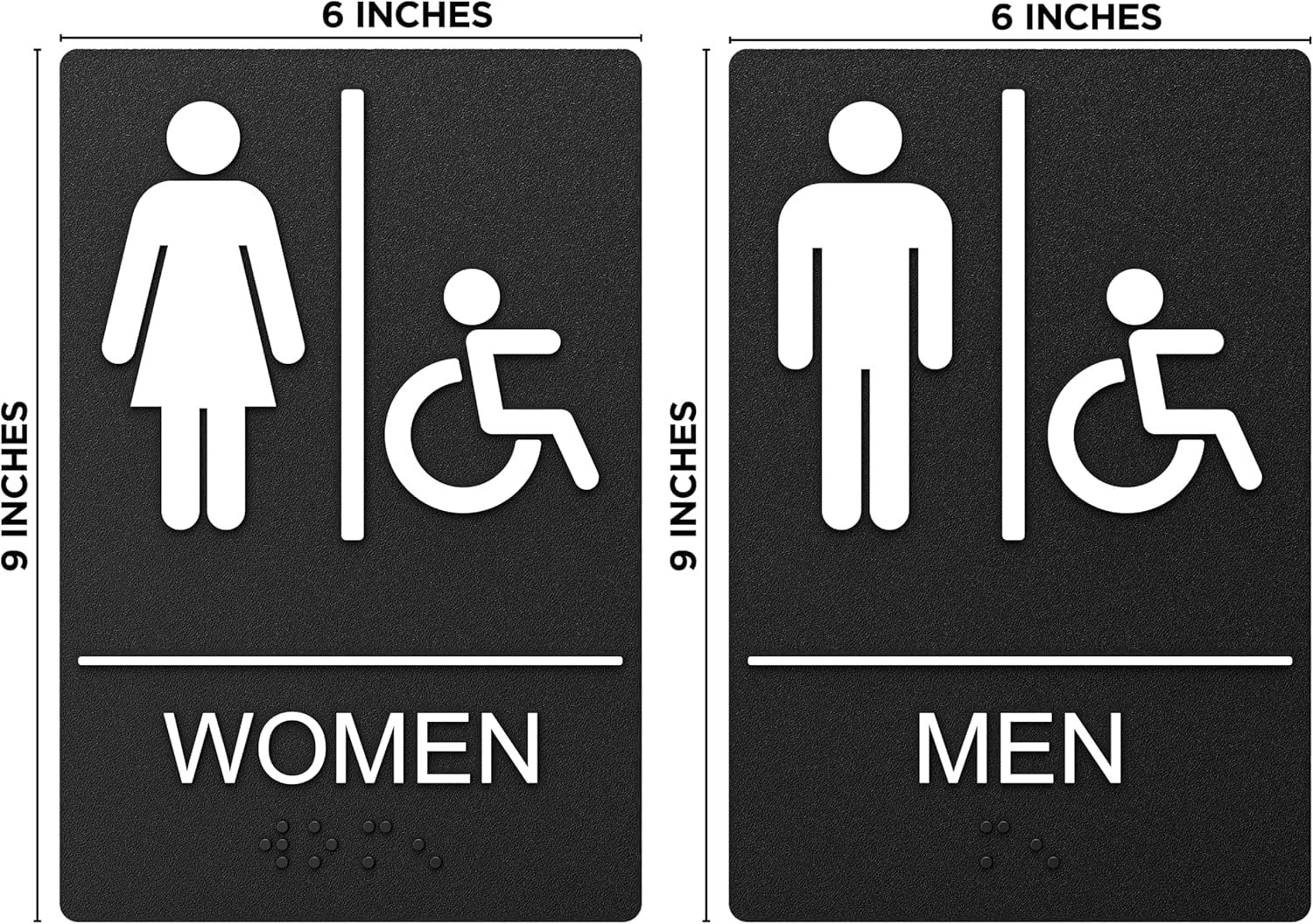 ASSURED SIGNS Restroom Signs 10pk 9×6 ADA Compliant Braille Handicap