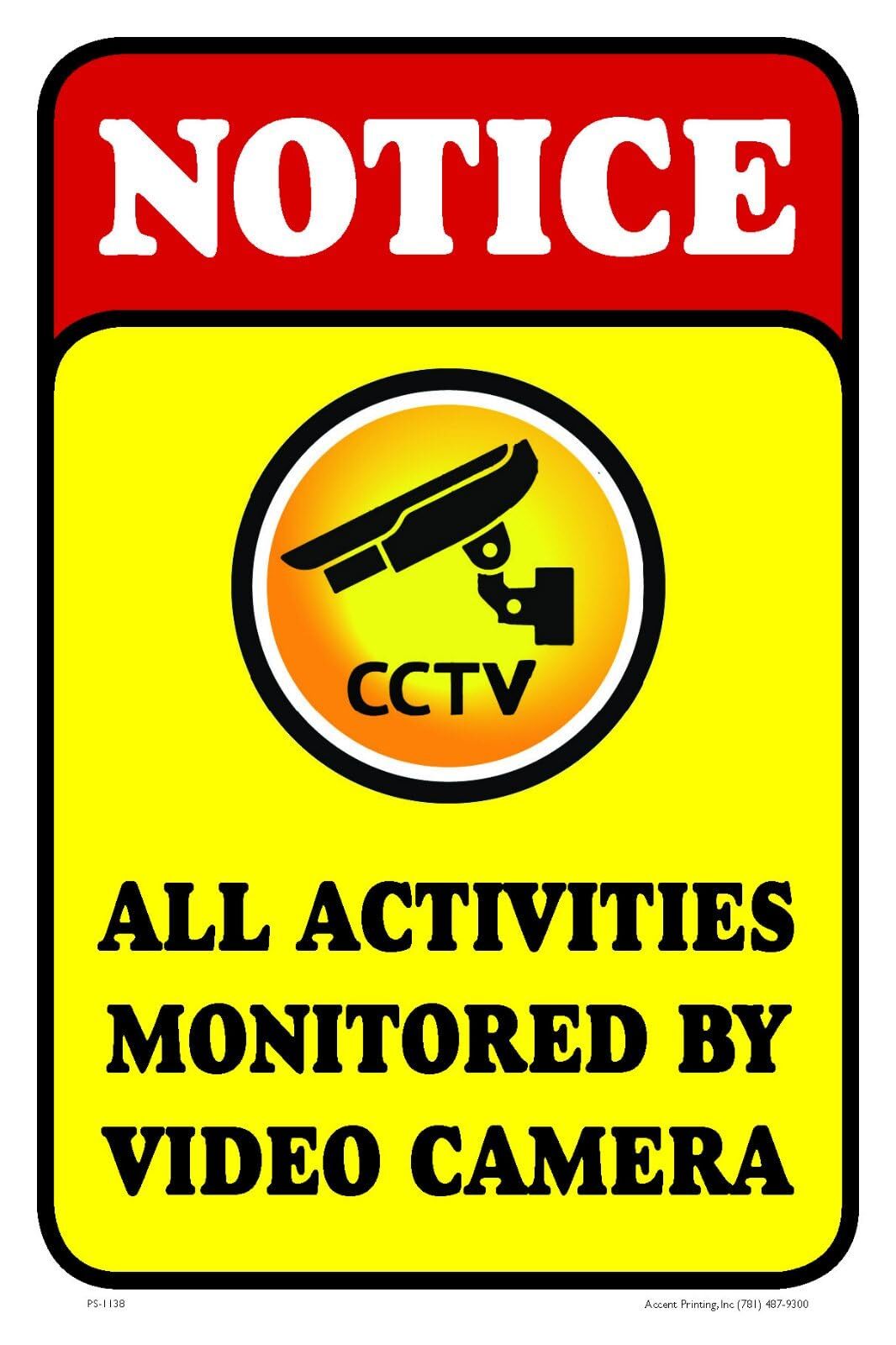 All Activities Monitored By Video Camera | Metal Parking Sign | 12″W x 18″H