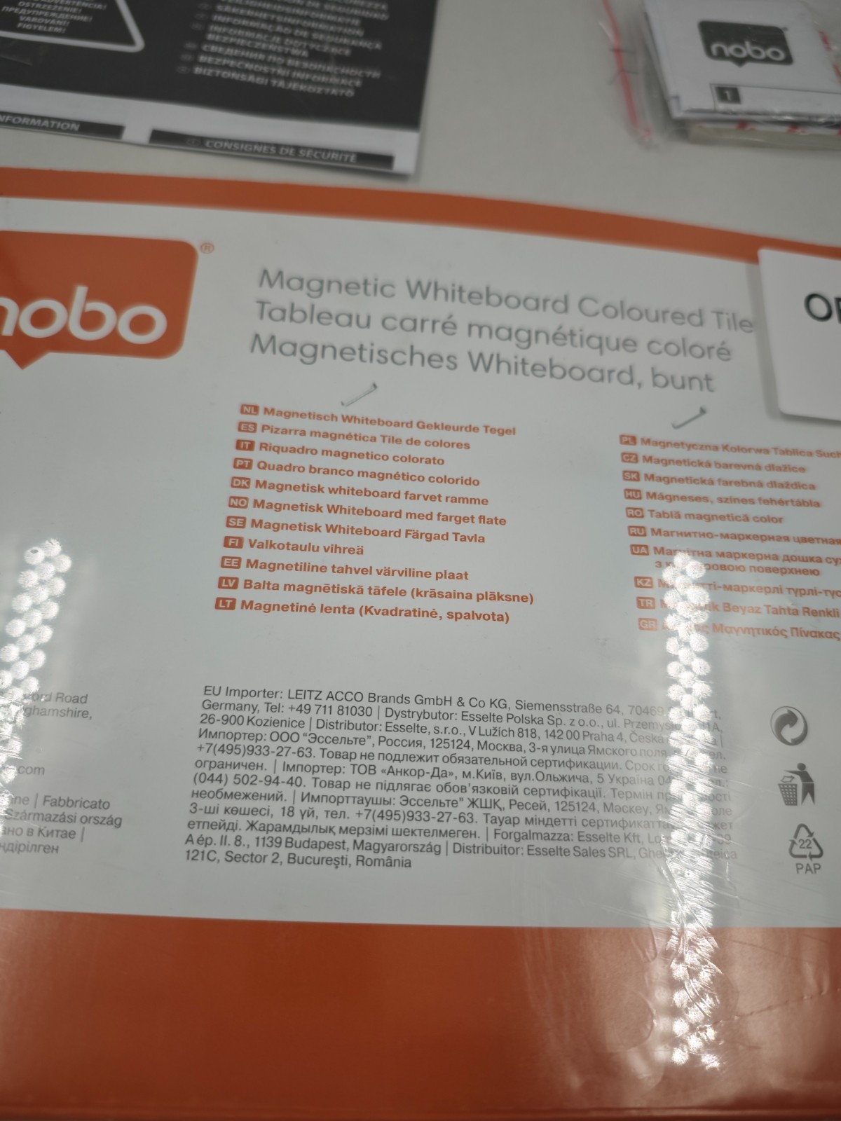 Nobo Magnetic Whiteboard Coloured Tile – Dry Wipe Board – New