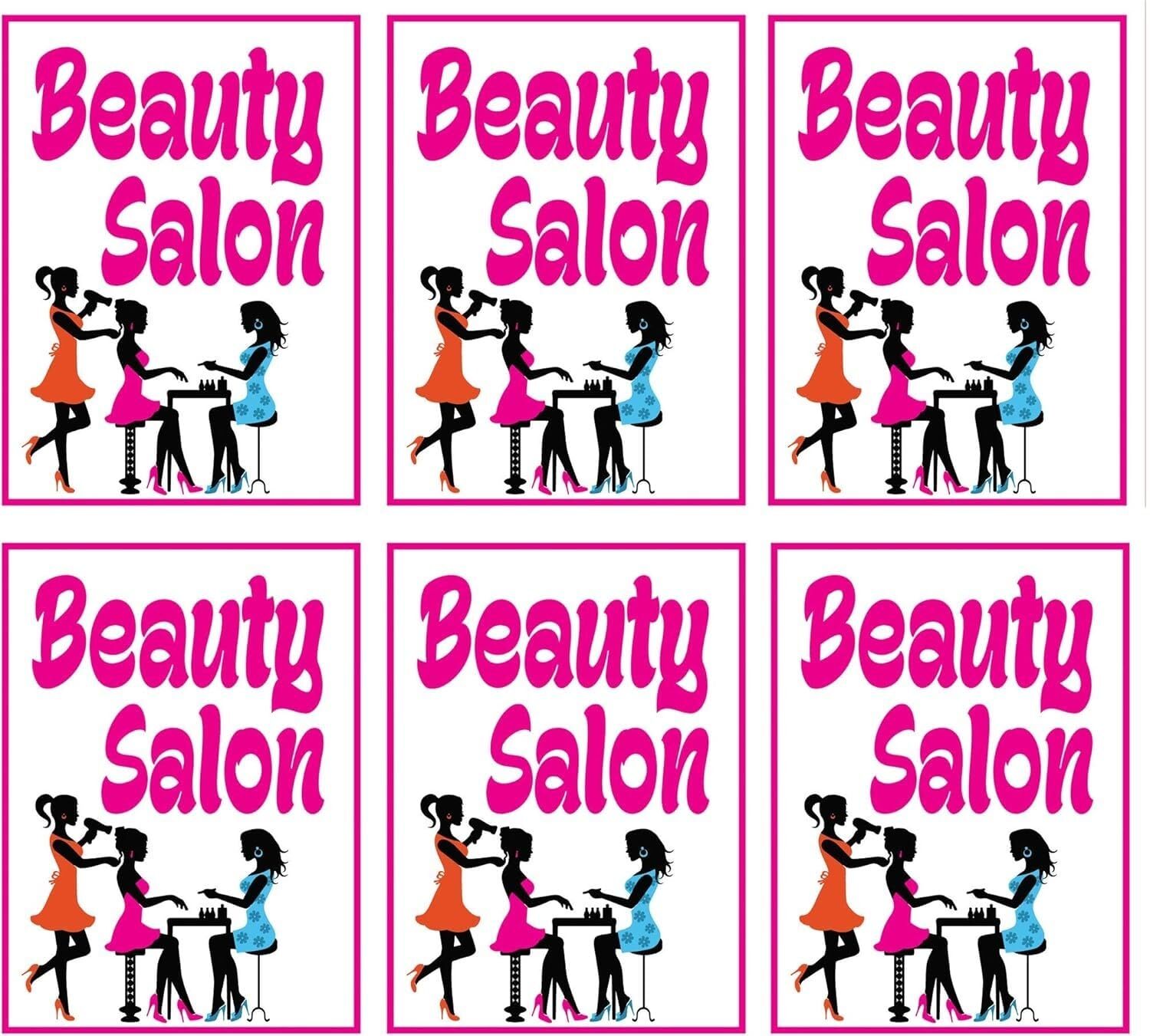 Beauty Salon Retail Window Display Paper Signs | Pack of 6 | 18″w x 24″h