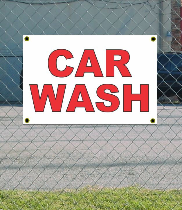 2×3 CAR WASH Red & White Banner Sign NEW Discount Size & Price