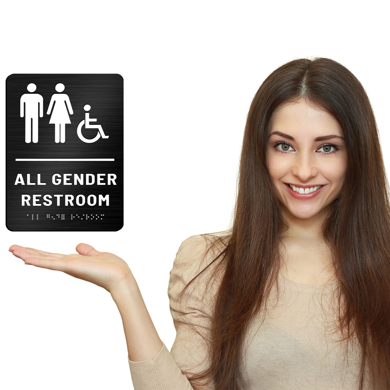 6x8Inch All Gender Bathroom Sign Unisex Restroom Sign for Business Office Public