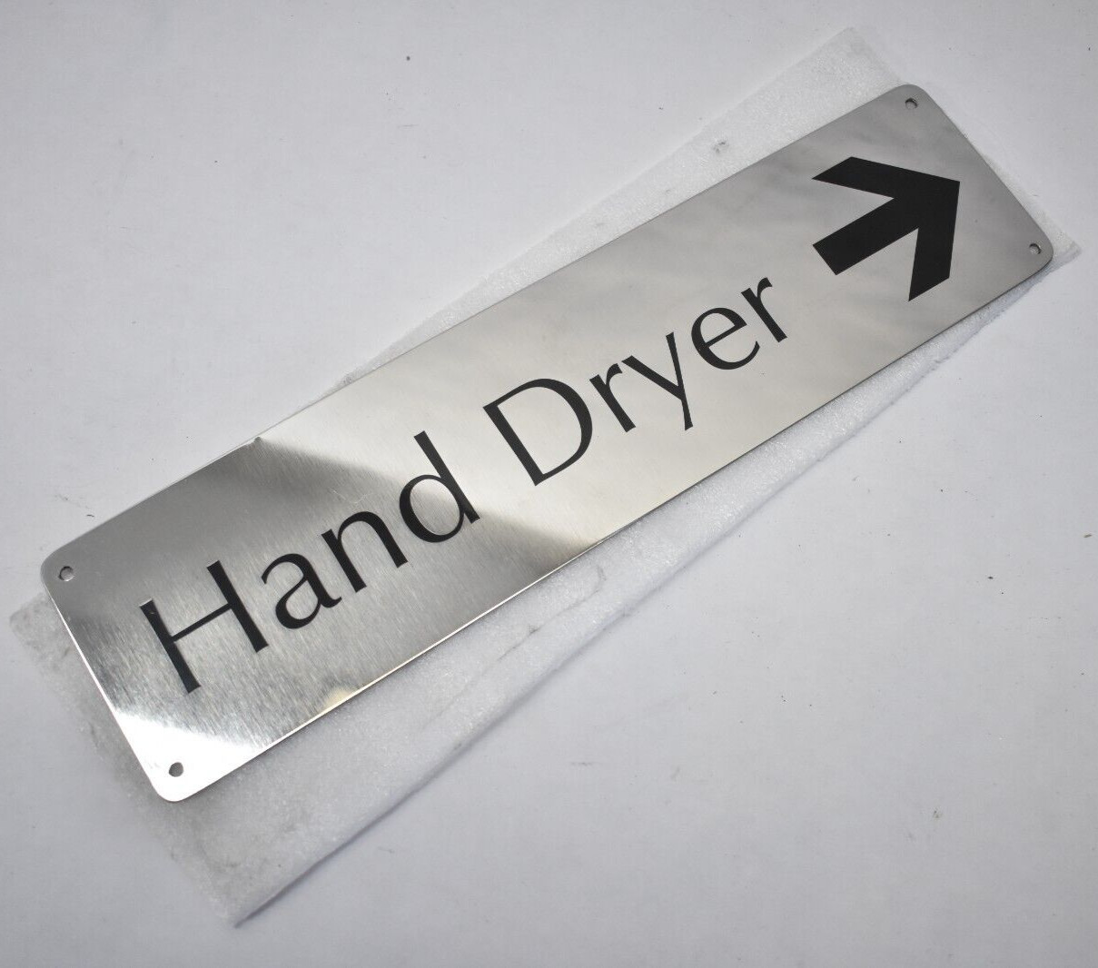 Stainless Steel Hand Dryer Aluminum Sign Rectangular 12″ x 3″ Black Lettering