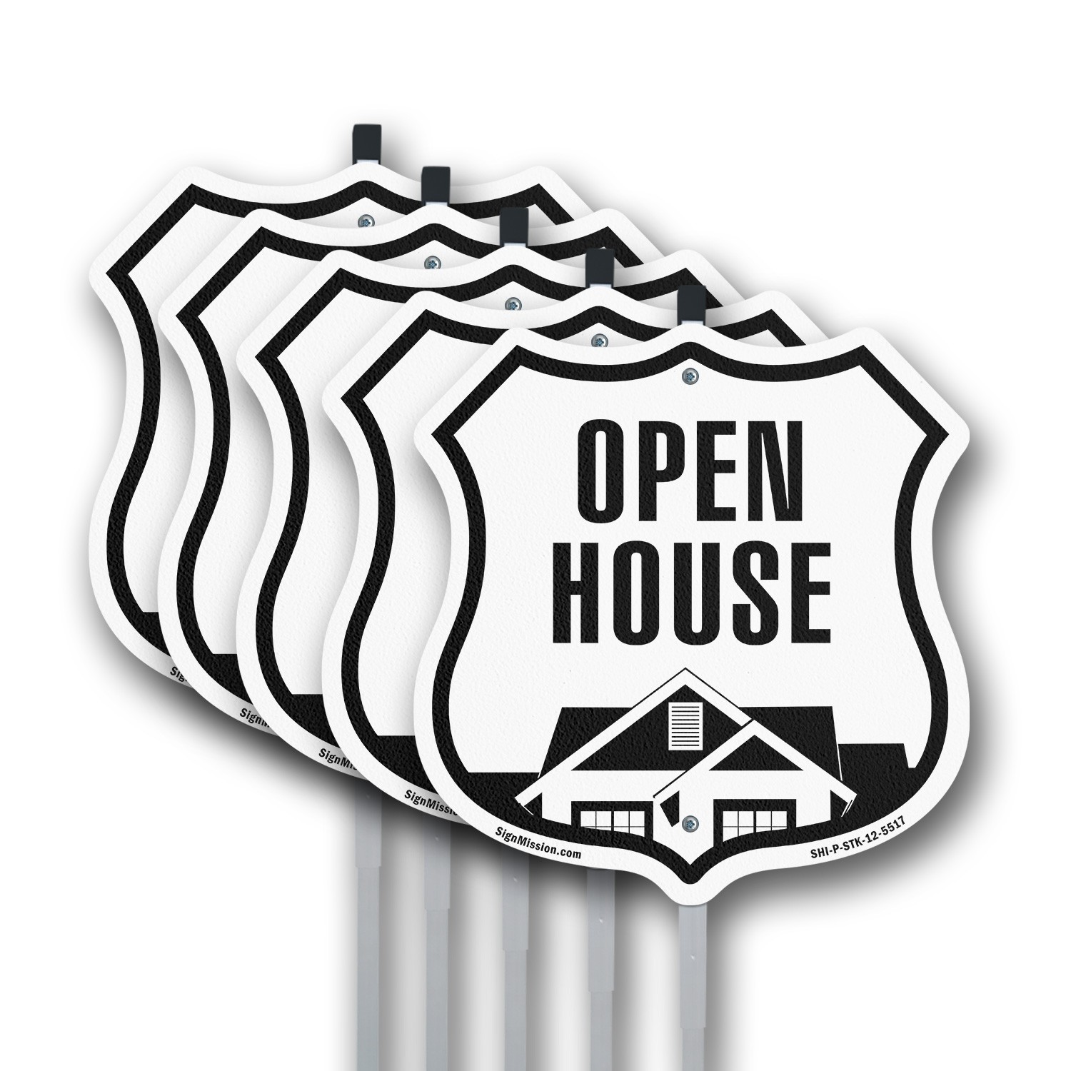 Open House Shield Shaped Sign With Stake Weather Resistant Crafted in the USA