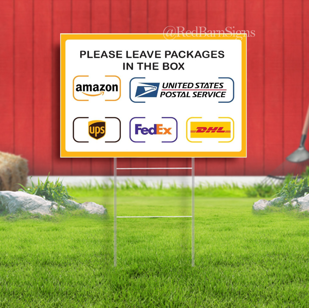 Package Delivery Sign Instructions for Amazon, Fedex, DHL, Ups, Usps Yard Sign