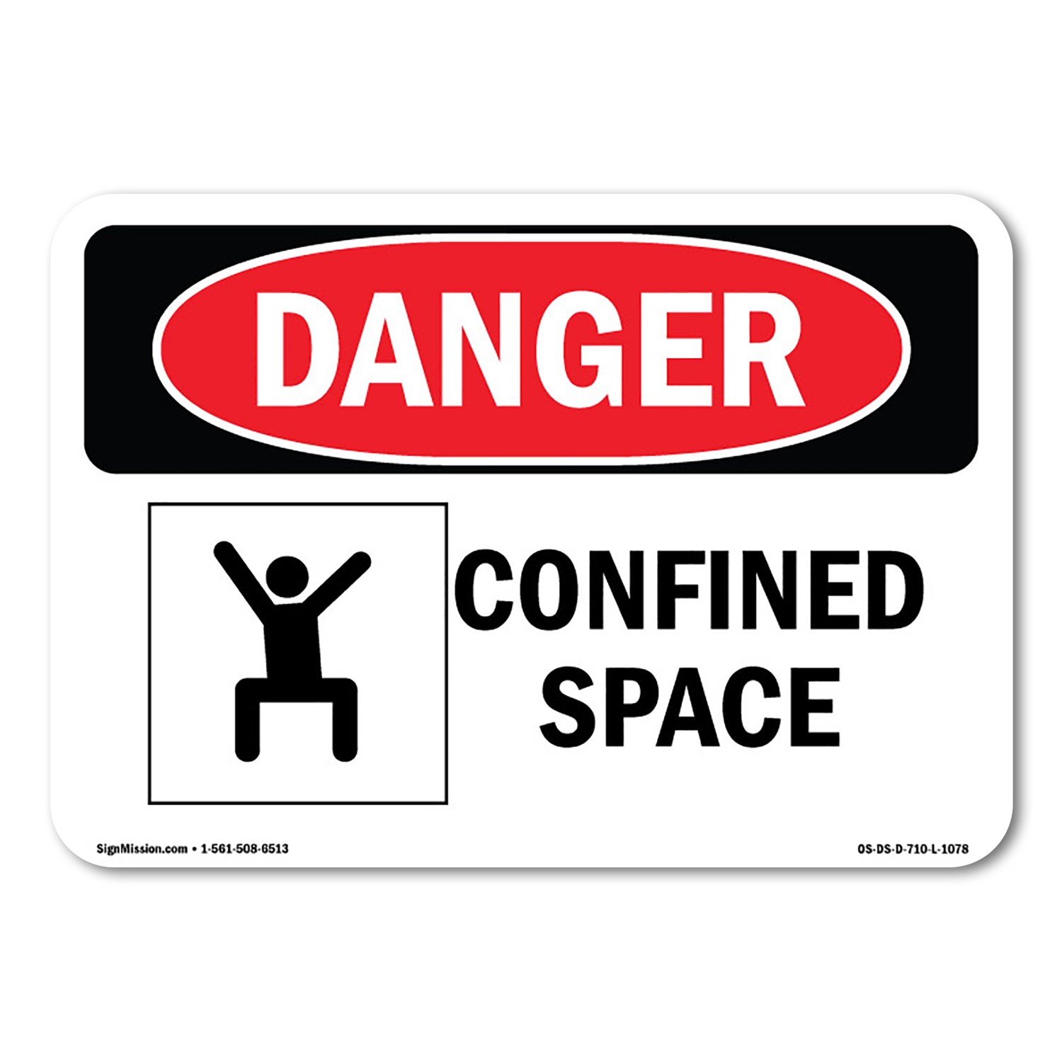 Confined Space ANSI Danger Sign Metal Plastic Decal